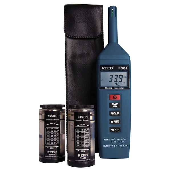 REED Thermo-Hygrometer with Humidity Calibration Standards